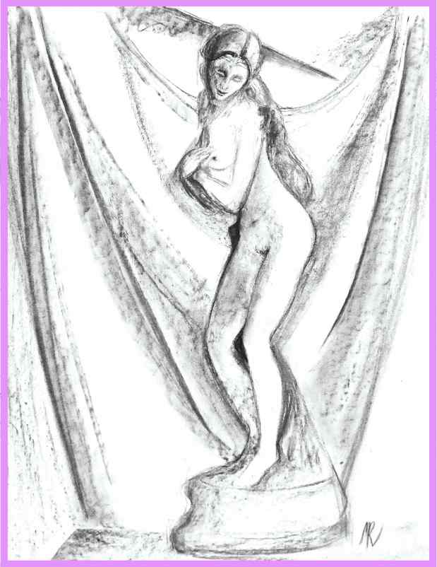Dessin Jeune femme debout nue / Drawing A standing naked young woman